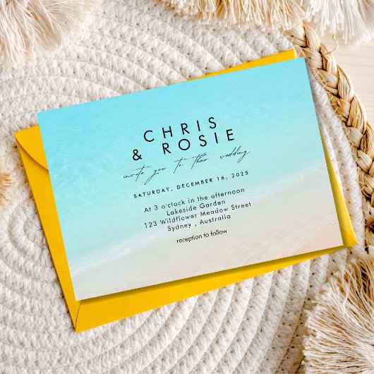 Op het strand bruiloft uitnodiging