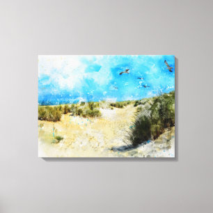 Op het strand canvas afdruk