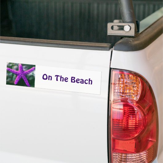 Op het strand een Paarse zeester Bumpersticker (Op Truck)