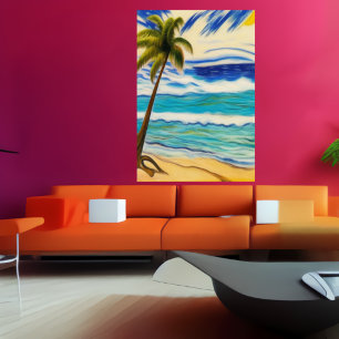 Op het strand in de zomer AI Art Poster
