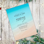 Op het strand nautische foto bruiloft kaart