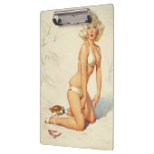 Op het strand Retro Pin-up Girl Klembord (Links)