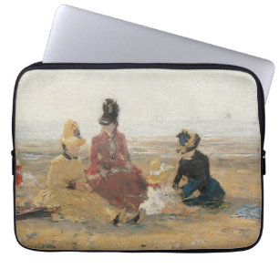 Op het strand Trouville 1887 door Eugene Boudin Laptop Sleeve