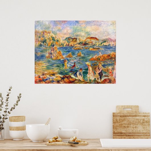 Op het strand van Guernesey door Alfred Sisley Poster (Keuken)