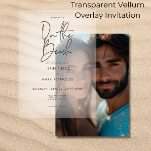 Op het strand Vellum Overlay bruiloft Uitnodigingen