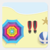 Op het strand vierkante sticker (Voorkant)
