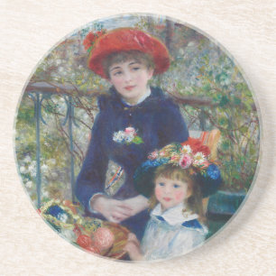 Op het terras, Impressionistisch Portret, Renoir Zandsteen Onderzetter
