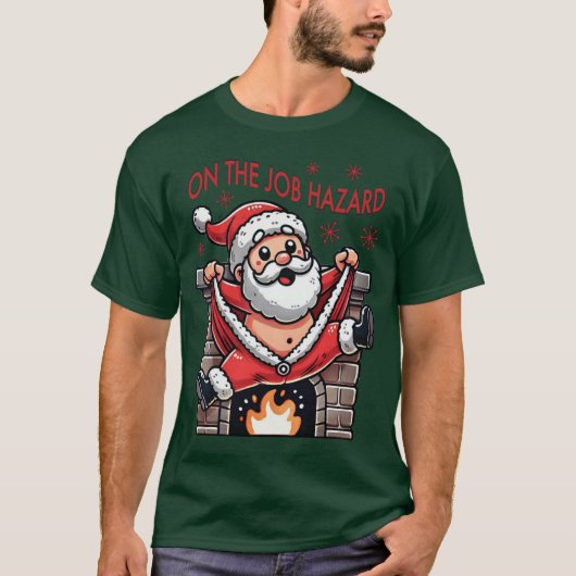 Op het werk Hazard Santa in brand T-shirt (Voorkant)