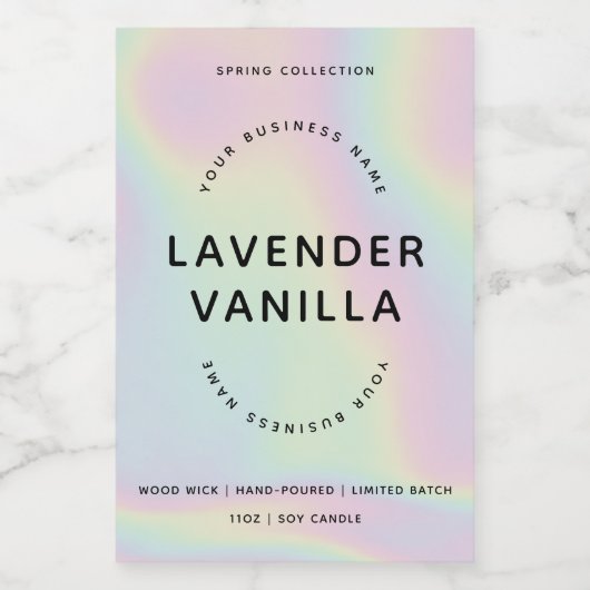 Op holografisch geïnspireerd kaarsenetiket voedselcontainer etiket (Enkel label)