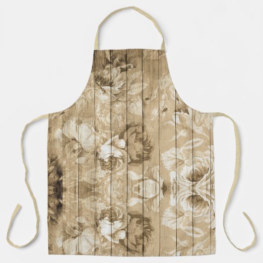 op hout -houtnostalgisch schort (Voorkant)
