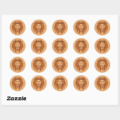Op houten ontwerpen gegraveerde leeuwenkop ronde sticker (Vel)
