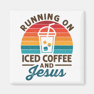 Op Iced Coffee en Jesus Retro Magneet