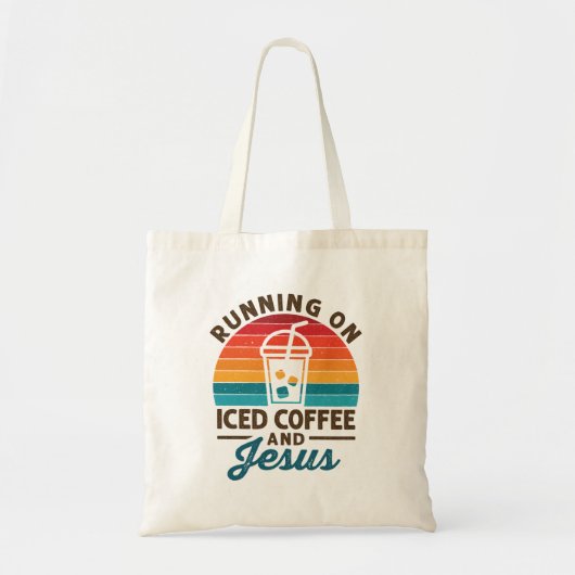 Op Iced Coffee en Jesus Retro Tote Bag (Voorkant)
