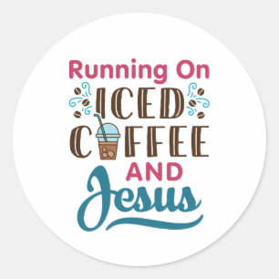 Op Iced Coffee en Jesus Ronde Sticker