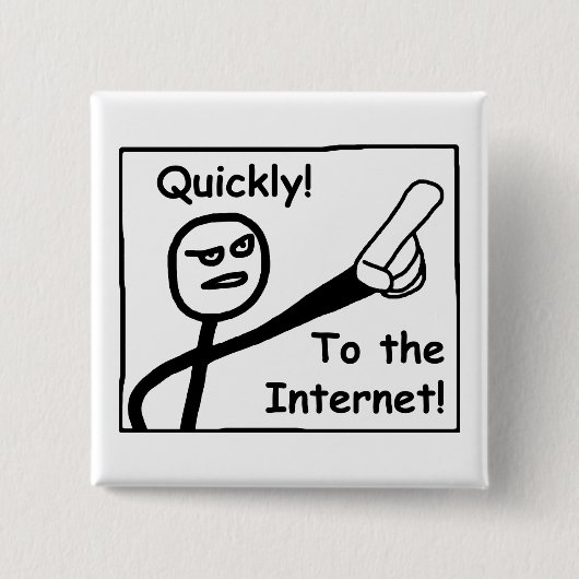 Op internet vierkante button 5,1 cm (Voorkant)