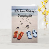 OP JE VERJAARDAG **KLEINDOCHTER** STRANDSTIJL KAART (Gele Bloem)