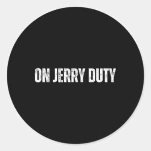 Op Jerry Duty Skiet Grappige Skiën Grap Berg Humor Ronde Sticker