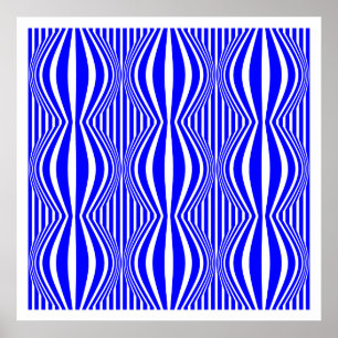 Op Kunstlijnen en bollen 02 - Blauw en wit Poster