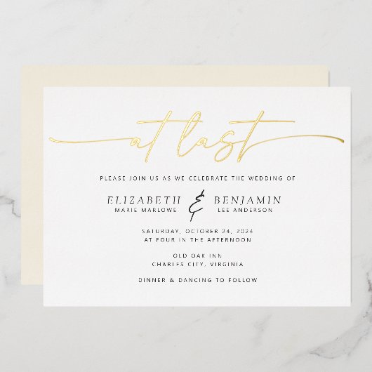 Op laatste horizontale bruiloft folie uitnodiging (Voorkant / Achterkant)