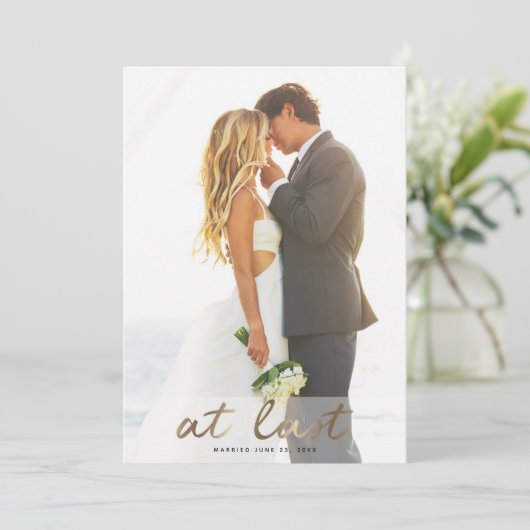 Op laatste huwelijksaankondiging en uitnodiging (Staand voorkant)