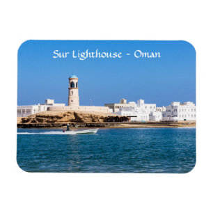 Op Lighthouse met vissersboot - Sur, Oman Magneet