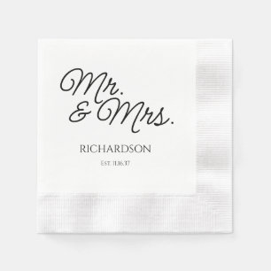 Op maat bedrukte servetten voor Mr. en Mrs. bruilo