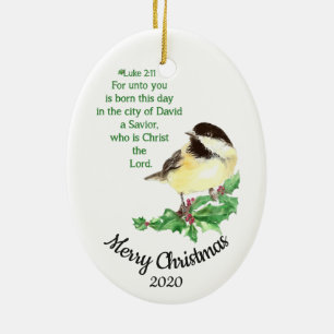 Op maat gedateerd kerstvers Lukas 2:11 Keramisch Ornament