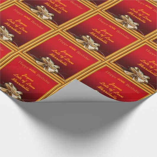 Op maat gemaakt 40e veertigste verjaardag rood gou cadeaupapier (Hoek)