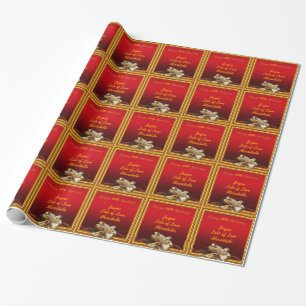 Op maat gemaakt 80e tachtigste verjaardag rood gou cadeaupapier