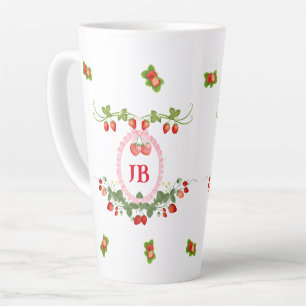 Op maat gemaakt aardbeienmonogram latte mok