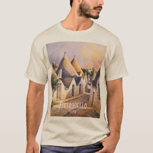 Op maat gemaakt Alberobello Trulli Huis Aquarel Re T-shirt