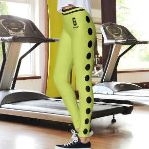 Op maat gemaakt appelgroen zwart polkadotpatroon leggings