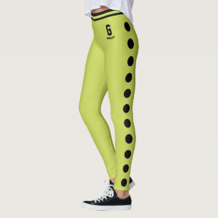 Op maat gemaakt appelgroen zwart polkadotpatroon leggings