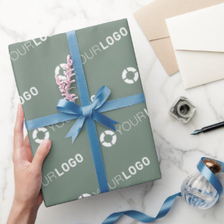 Op maat gemaakt bedrijfslogo merkgeschenken salie cadeaupapier
