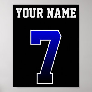 Op maat gemaakt blauwe nummer 7 gepersonaliseerd T Poster