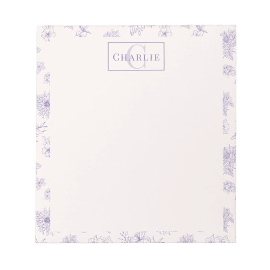 Op maat gemaakt botanisch monogram gepersonaliseer notitieblok (Voorkant)