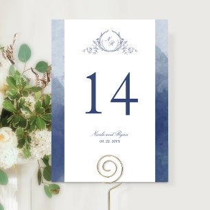 Op maat gemaakt, Chic Monogram Navy Blauwe Trouw-