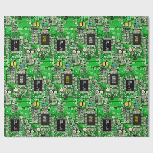 Op maat gemaakt circuitpatroon met naam - Groene G Cadeaupapier (Vlak)