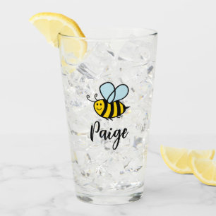 Op maat gemaakt drinkglas met leuk geanimeerd bije glas