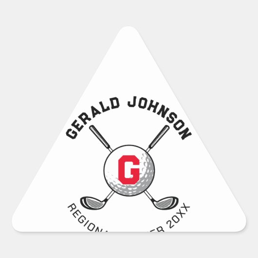 Op maat gemaakt elegant golf monogram ontwerp drie driehoek sticker (Voorkant)
