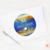 Op maat gemaakt elegant golf monogram ontwerp ronde sticker (Envelop)
