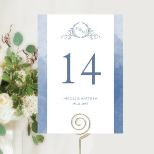 Op maat gemaakt, Elegant Monogram Stofblauw Trouwe