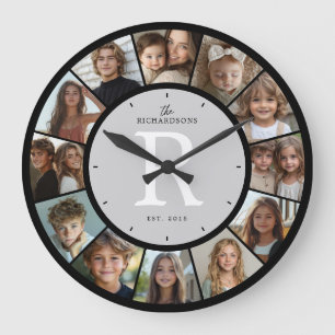 Op maat gemaakt familiemonogram naam jaar 12 foto  grote klok