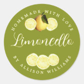 Op maat gemaakt felgroen limoncello-etiket ronde sticker (Voorkant)