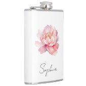 Op maat gemaakt flesje Waterverf Roze Pioen Heupfles (Rechts)