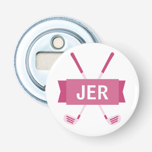 Op maat gemaakt gemerkte gekruiste knots roze dame button flesopener