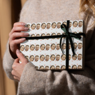 Op maat gemaakt gezicht foto hart grappig stel pat cadeaupapier