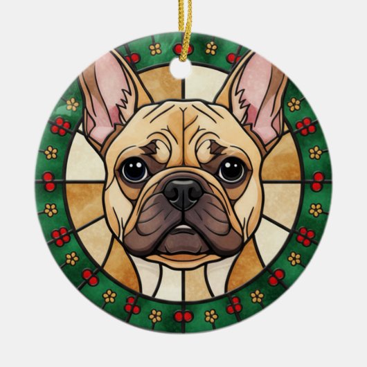 Op maat gemaakt glas-in-lood-effect HONDENNAAM Ker Keramisch Ornament (Voorkant)