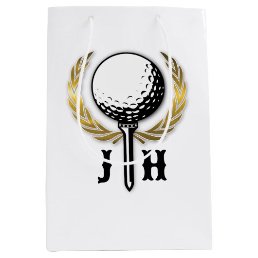 Op maat gemaakt goud golf monogram ontwerp medium cadeauzakje (Voorkant)