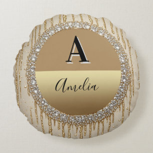 Op maat gemaakt gouden monogramcadeau voor bruilof rond kussen